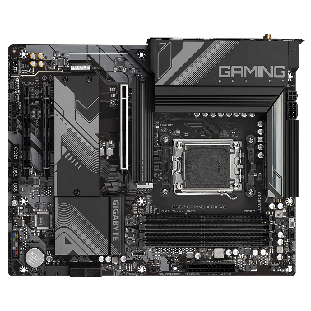 Gigabyte B650 GAMING X AX V2 - 1.X - Motherboard - ATX - Socket AM5 - AMD B650 Chipsatz - USB-C 3.2 Gen2, USB 3.2 Gen 2, USB 3.2 Gen 1, USB-C 3.2 Gen 2x2 - 2.5 Gigabit LAN, Wi-Fi 6E, Bluetooth - Onboard-Grafik (CPU erforderlich)