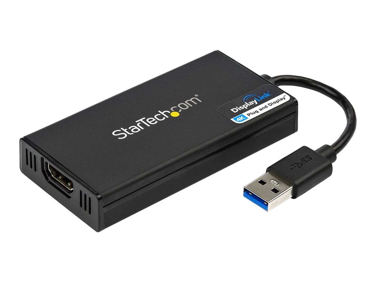 StarTech.com USB 3.0 to HDMI Adapter, 4K 30Hz Ultra HD, DisplayLink Certified, USB Type-A to HDMI Display Adapter Converter for Monitor, External Video & Graphics Card, Mac & Windows - USB to HDMI Adapter (USB32HD4K)