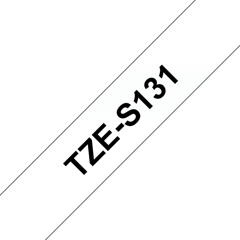 Brother TZe-S131 - Extrem stark haftend - schwarz auf durchsichtig - Rolle (1,2 cm x 8 m)