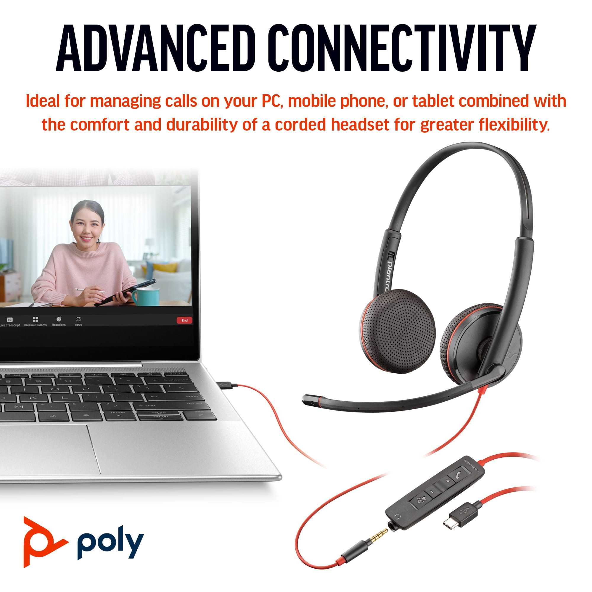 Poly Blackwire 3225 - Blackwire 3200 Series - Headset Poly Blackwire 3225 - Blackwire 3200 Series - Headset