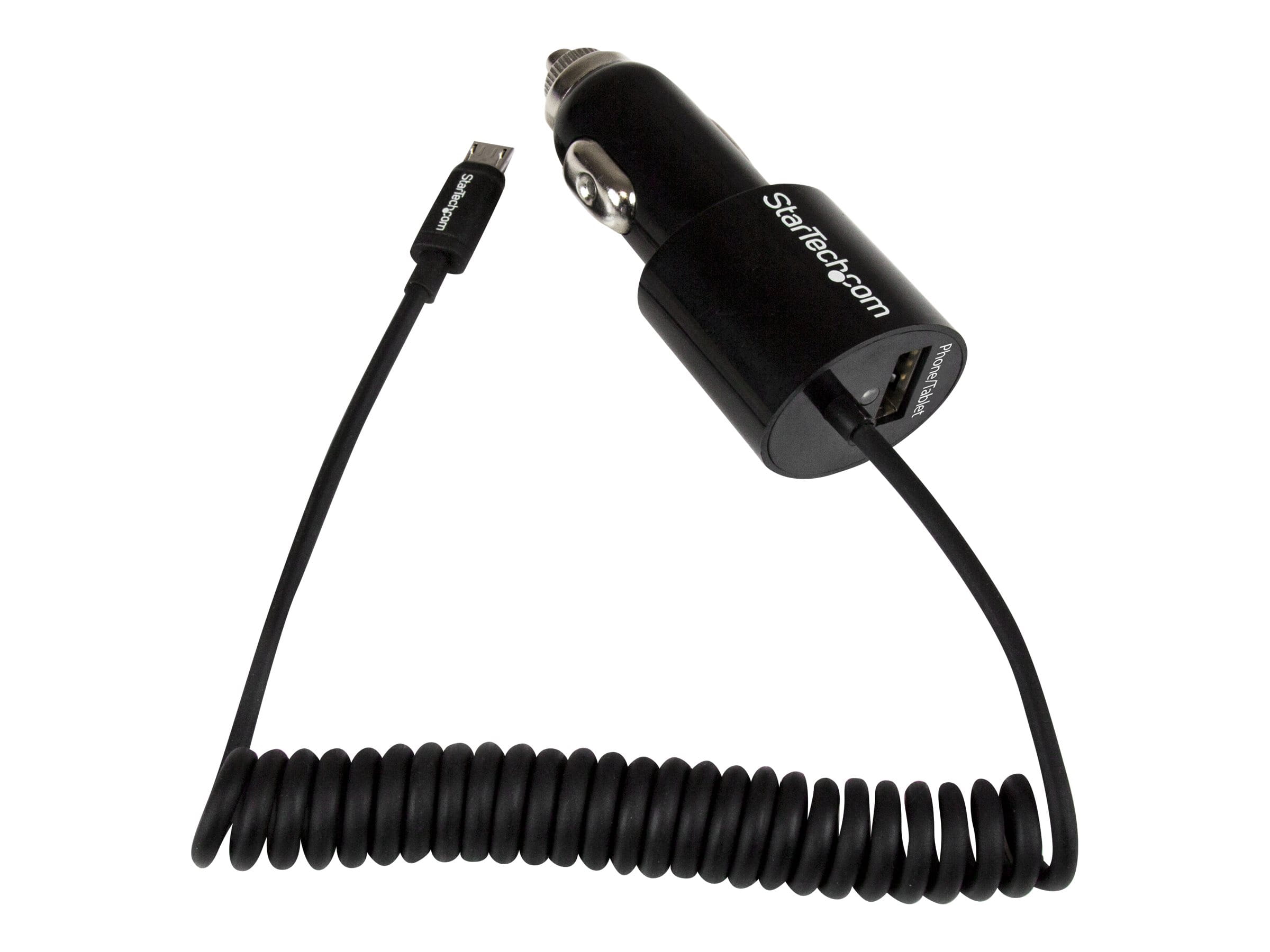 StarTech.com Dual USB KFZ-Ladegerät mit Micro USB Kabel und USB 2.0 - 21 Watt / 4.2 A - 2-fach Tablet Auto-Ladegerät - Auto-Netzteil - 21 Watt - 4.2 A - 2 Ausgabeanschlussstellen (USB, Micro-USB Typ B)