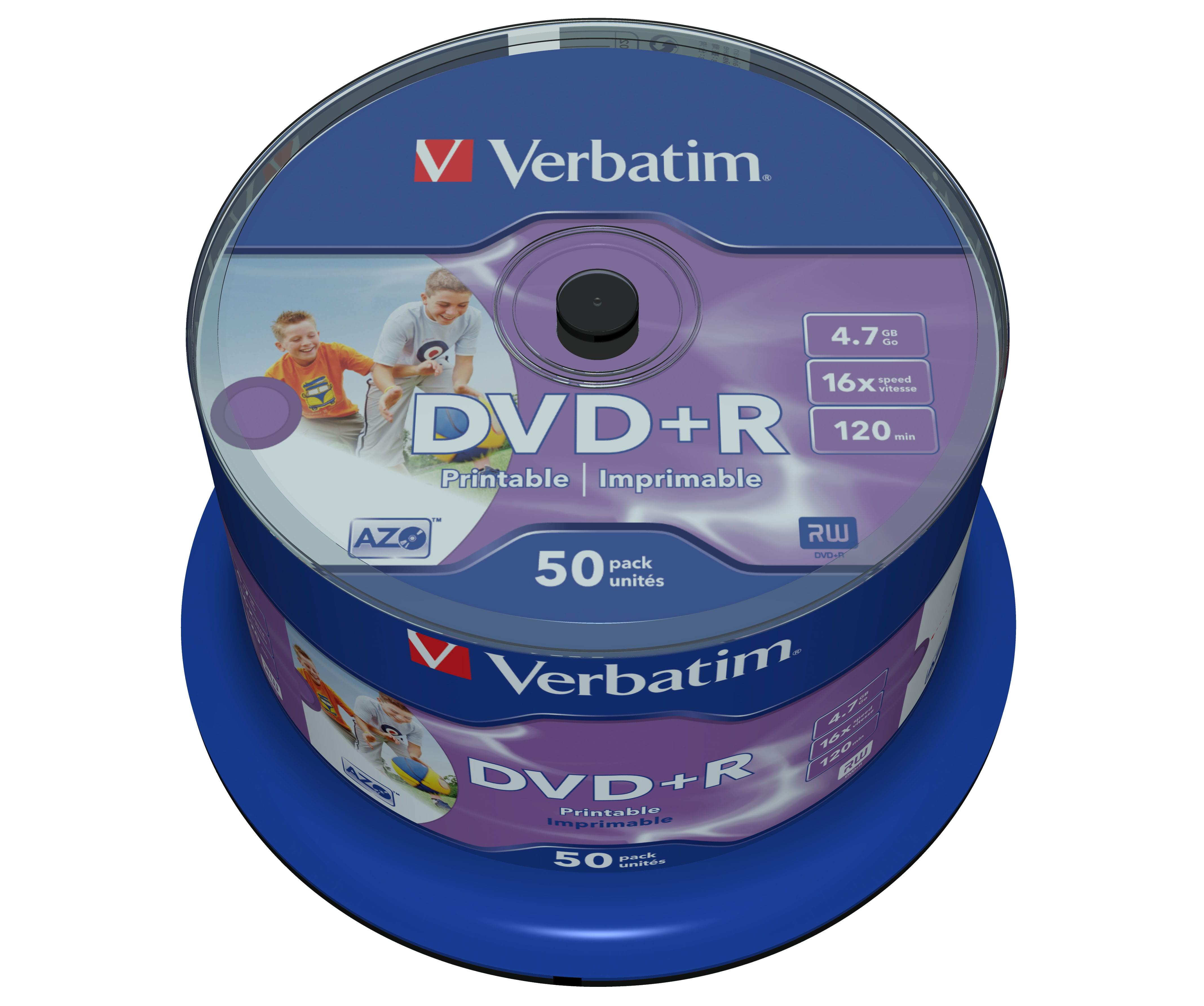 Verbatim 50 x DVD+R - 4.7 GB 16x - Bedruckbarer Innenring, in Fotoqualität bedruckbare Oberfläche