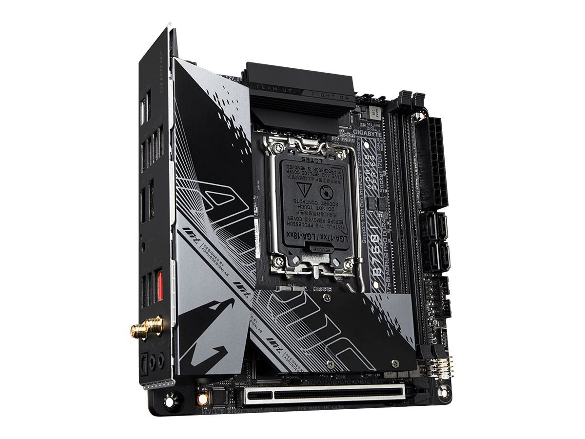 Gigabyte AORUS B760I PRO DDR4 - 1.0 - Motherboard - Mini-ITX - LGA1700-Sockel - B760 Chipsatz - USB-C 3.2 Gen2, USB-C 3.2 Gen 1, USB 3.2 Gen 2, USB 3.2 Gen 1 - 2.5 Gigabit LAN, Wi-Fi 6, Bluetooth - Onboard-Grafik (CPU erforderlich)