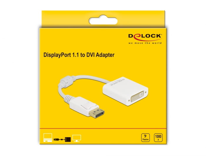 Delock Videoadapter - DisplayPort (M) eingerastet zu DVI-I (W)