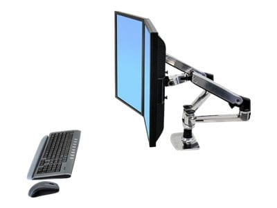 Ergotron LX Dual Side-by-Side Arm - Befestigungskit (Spannbefestigung für Tisch, Tischplattenbohrung, Stange, 2 Gelenkarme, 2 Erweiterungsklammern, T-Halterung, Basis)