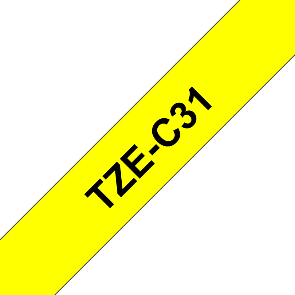 Brother TZe-C31 - Schwarz auf Neongelb - Rolle (1,2 cm x 5 m)
