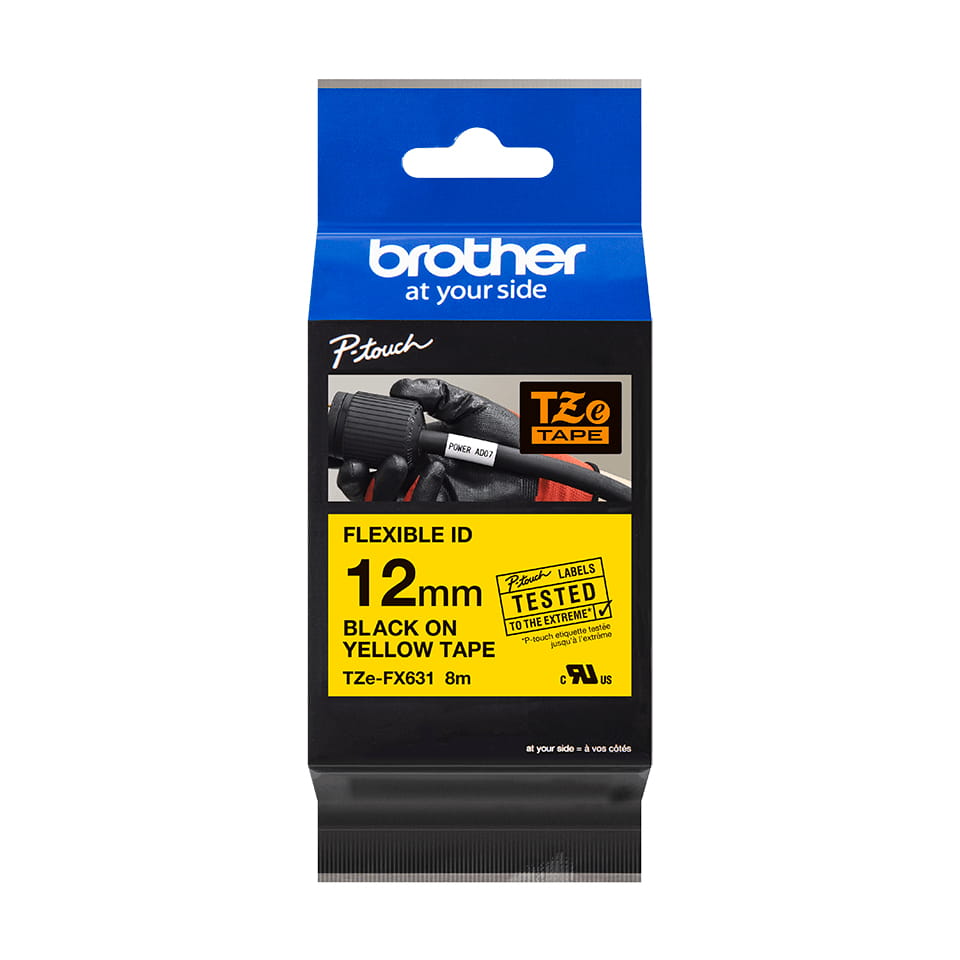 Brother TZe-FX631 - Schwarz auf Gelb - Rolle (1,2 cm x 8 m)