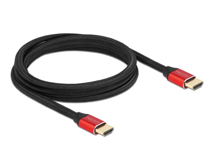 Delock Ultra High Speed - HDMI-Kabel - HDMI männlich zu HDMI männlich - 2 m - Dreifachisolierung - Rot - hauchvergoldete Kontakte, unterstützt 8K 60 Hz (7680 x 4320)