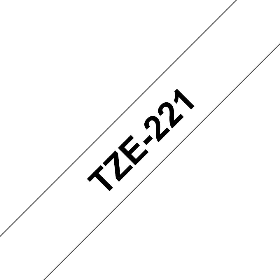 Brother TZe-221 - Selbstklebend - Schwarz auf Weiß - Rolle (0,9 cm x 8 m)