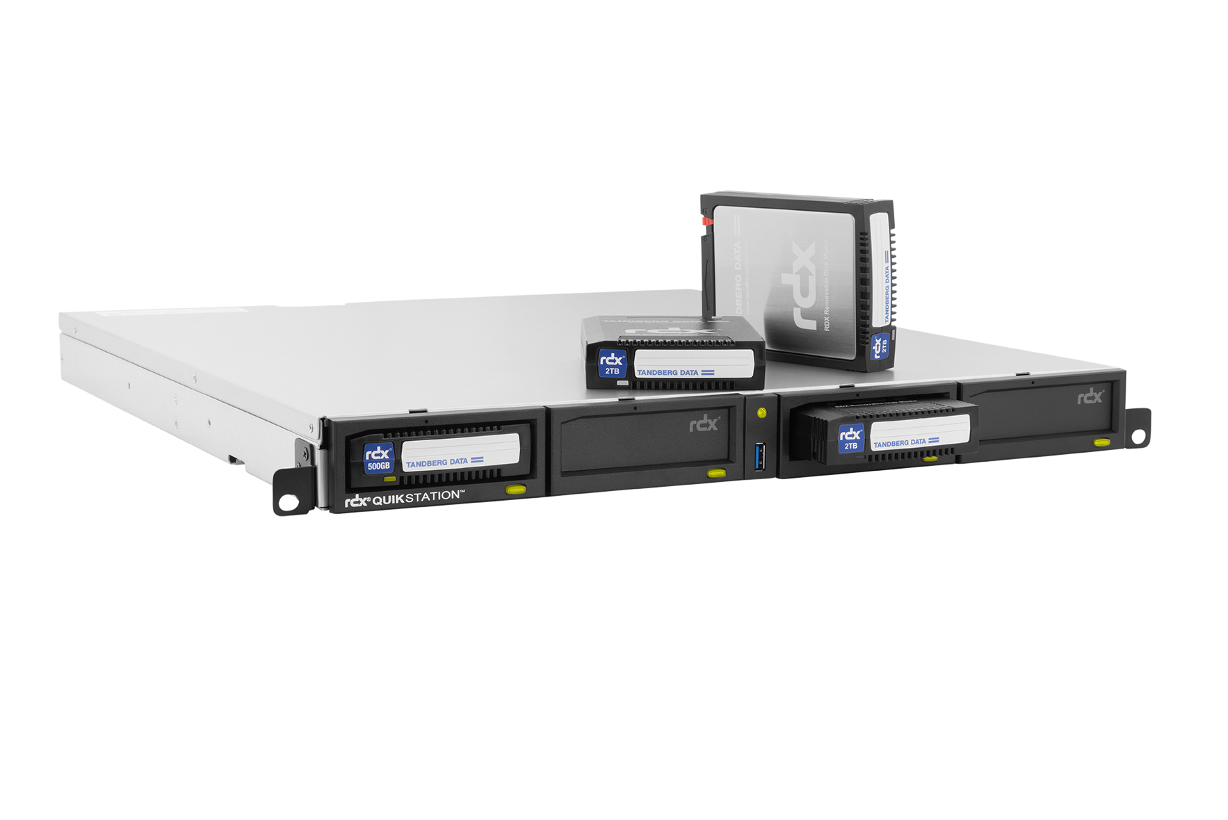 Overland-Tandberg RDX QuikStation 4 RM, 4-Bay, 4x 1Gb Ethernet, Wechselplatten Array, 1U rackmount, Speicher-Array, RDX-Kartusche, RDX, FCC Class B, CE, TÜV-GS, cTÜVus, RCM, VCCI, KCC Class A, CAN ICES-3 (B)/NMB-3(B), 20 TB, 400 MB/s